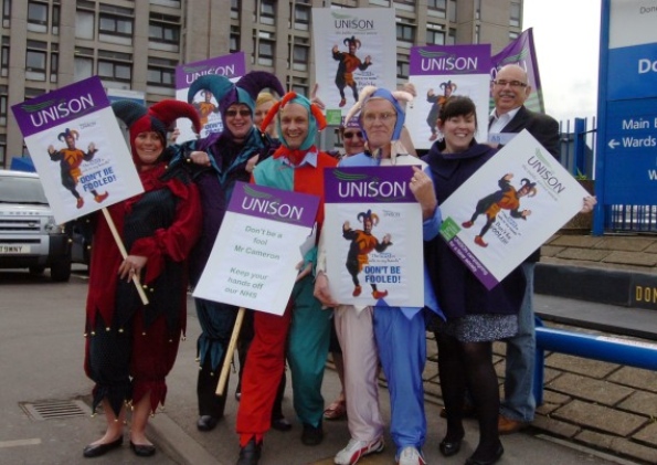 Fool protest at Doncaster Royal Infirmary