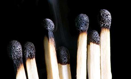 object on black match with smoke