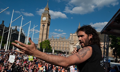 Image of Russell Brand at anti-austerity march 21 June 2014