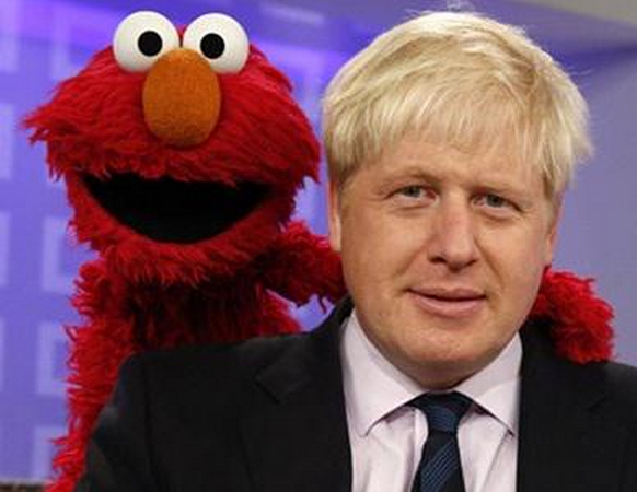 Image of Elmo and former Prime Minister Tory idiot Boris Johnson